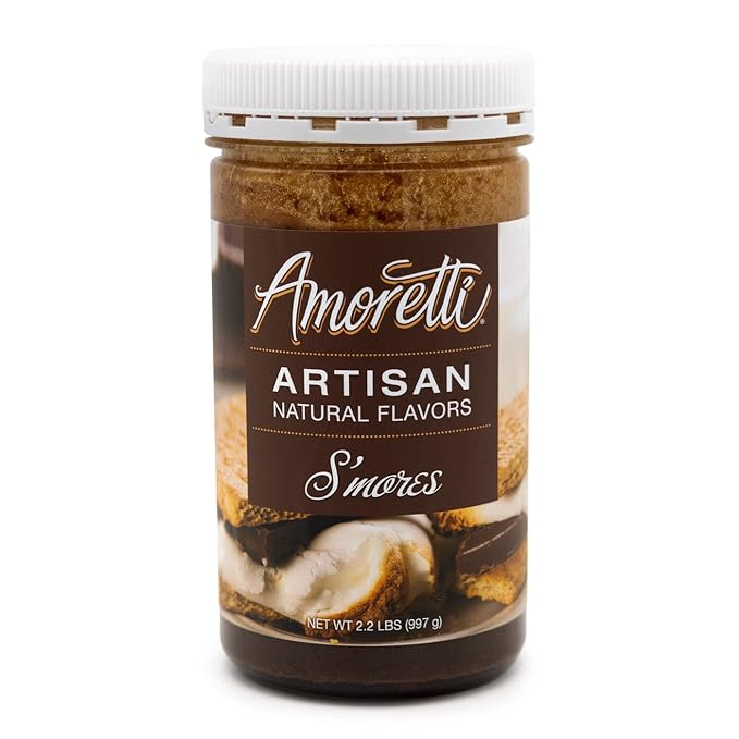 Amoretti - Natural S'mores Artisan Flavor Paste, 8 oz, Perfect For Ice Cream, Beverages, Cakes, and more, Preservative Free, Vegan, Gluten Free, No Artificial Sweeteners, Highly Concentrated