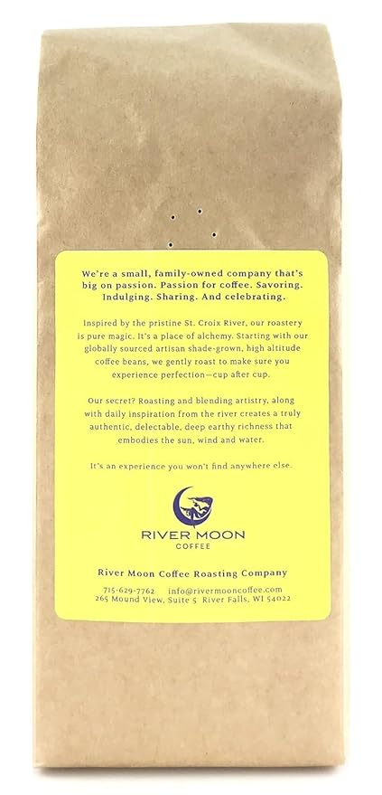 River Moon Coffee, Electric Moon High-Caffeine Whole Bean Coffee, 16 Ounces, Bold Medium-Dark Roast