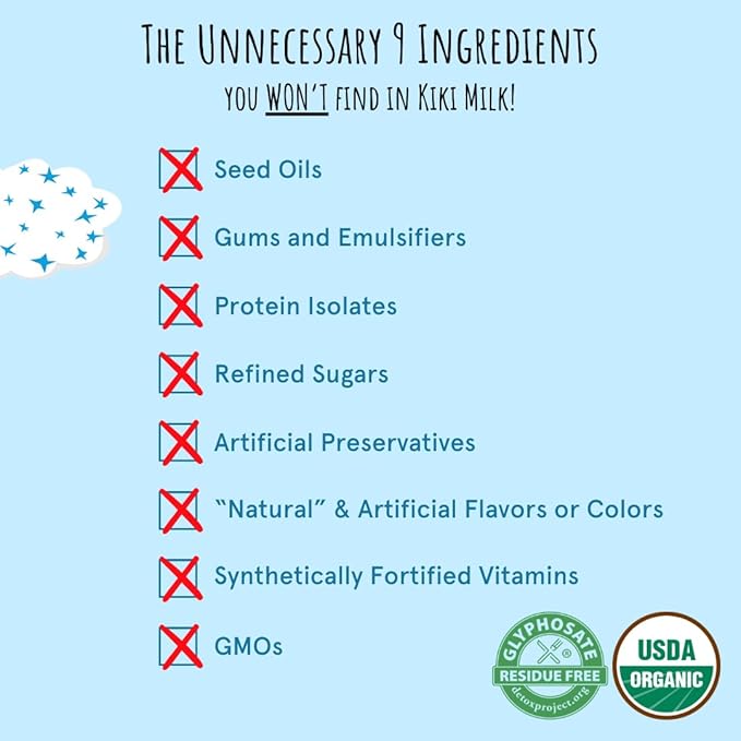Kiki Milk Plant Based Milk - The Sample Kit (32 Fl Oz of Each) - Chocolate Milk + Unsweetened + Organic Original - Calcium & Magnesium Source - Gluten, Gum, GMO, Dairy, Soy & Glyphosate Free - Shelf Stable