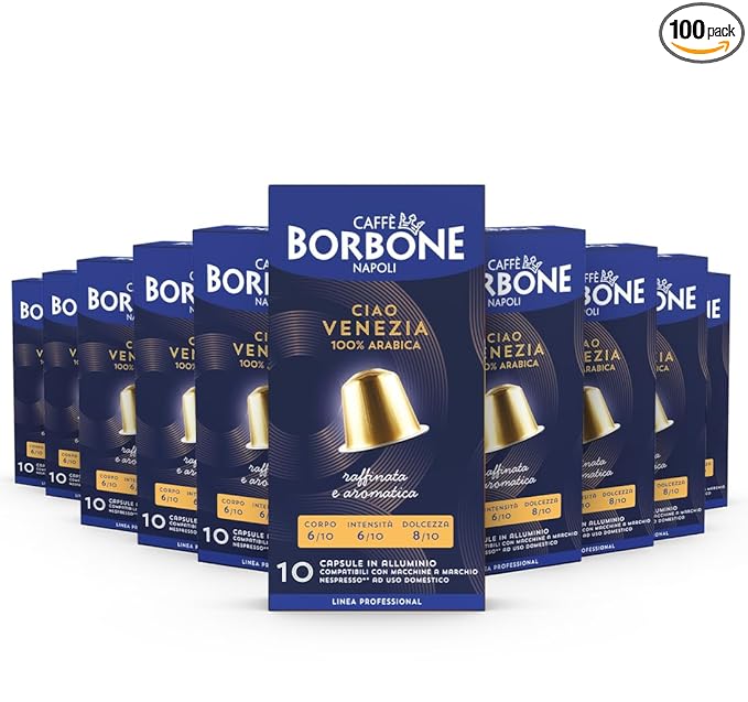 Caffè Borbone Ciao Venezia Aluminum Capsules Compatible with Nespresso Original Machines, Medium Roast, 100 Count