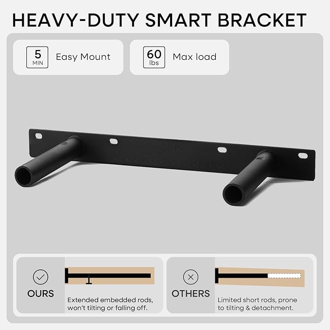 Homeforia 16 inch Black Floating Shelves, High End Solid Real Wood 16inch Bathroom Floating Shelves for Wall Mounted, 16in Wooden Small Floating Shelf, Heavy Duty Bracket, 16 X 6.5 X 1.75 in, Set of 3