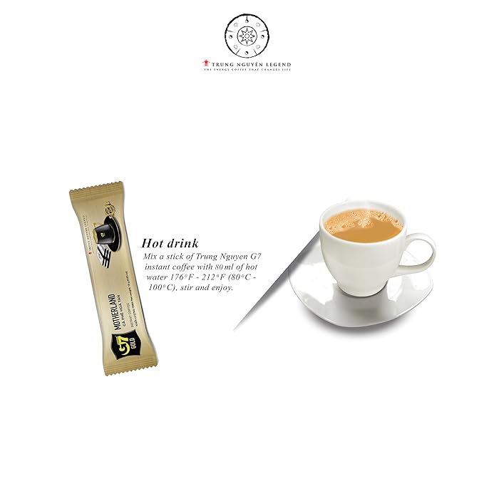TRUNG NGUYEN G7 Gold Motherland Instant Coffee Single Served Sticks for Energy Boost (8.9oz - Box of 14 Sticks)