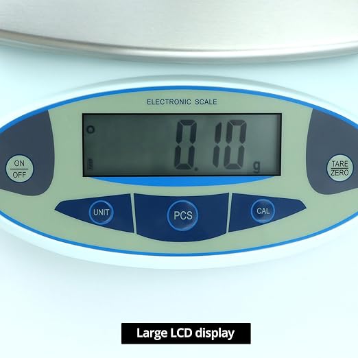 QWORK Lab Scale 5000gx0.01g, High Precision Digital Weighing Scale, Accuracy Digital Scale 0.01, 8 Ranges (200g-5000g), Stainless Steel Pan, Food Scale