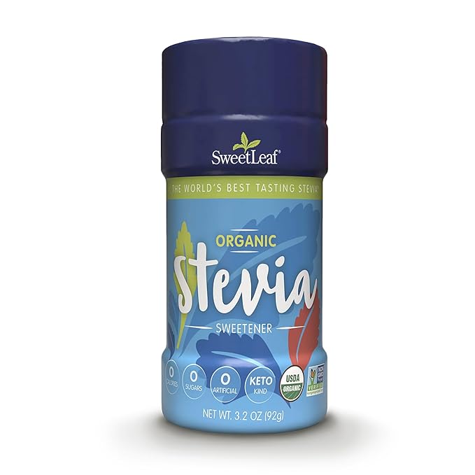 SweetLeaf Organic Stevia Powder Shaker Jar - Zero Calorie Sweetener with Stevia Leaf Extract, No Artificial Sweetener Additive, Sugar Free, Keto Friendly, Non GMO, Gluten Free - 3.2 Oz (Pack of 1)