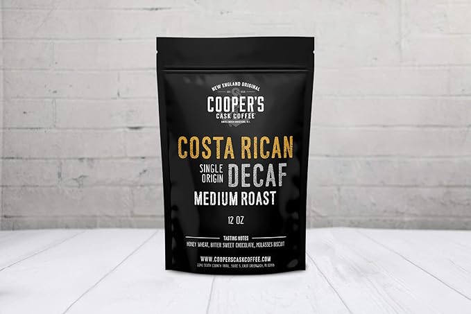 Decaf Costa Rican Coffee Medium Roast, Swiss Water Processed Decaffeinated - 12oz Bag
