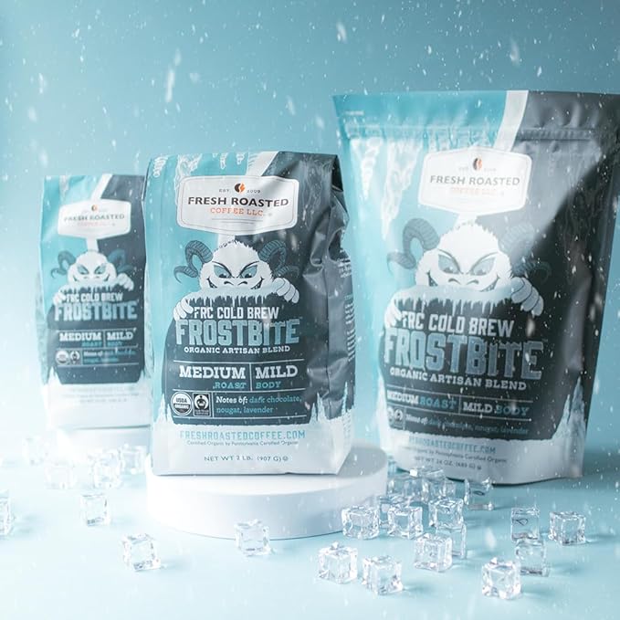 Fresh Roasted Coffee, Organic Frostbite Cold Brew | Mold & Myco 3rd Party Tested, USDA Organic, Kosher | Medium Roast | 12 oz Coarse Ground