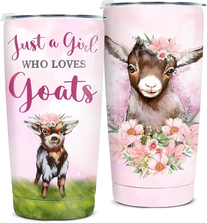 winorax Goat Tumbler 20oz Just A Girl Who Loves Goats Tumblers Stainless Steel Insulated Coffee Cup with Lid Gift For Women Girls Birthday Christmas Presents Stuff