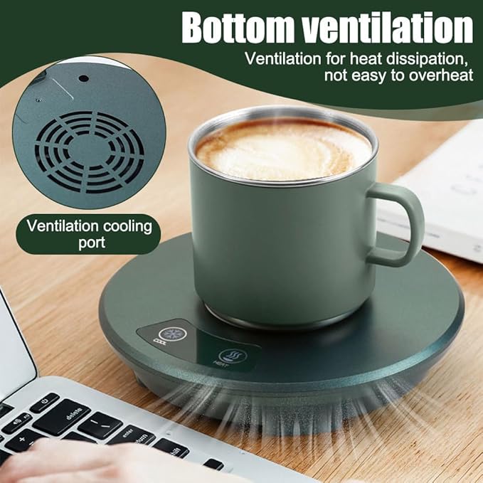 Coffee Mug Warmer, 2-in-1 Constant-Temperature Insulation & Cooling Coaster Quick Heating Cup Warmer for Office Travel Present