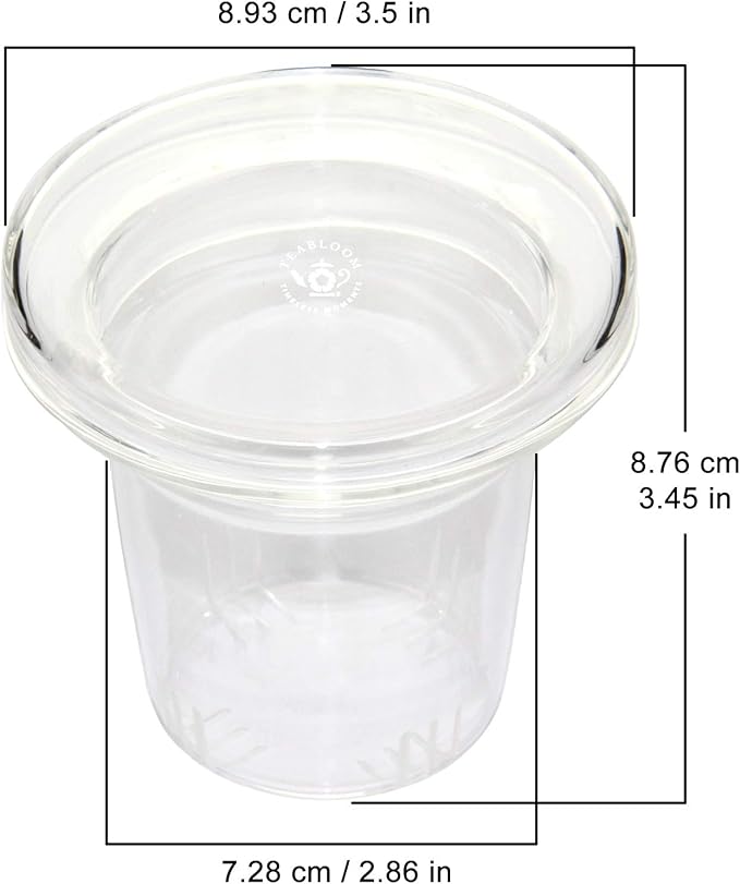 Teabloom Universal Glass Tea Infuser with Dual-Purpose Lid/Coaster – Hygienic, Non-Toxic Glass Filter for Loose Tea Leaves – Lead-Free & Cadmium-Free – Tea Purist's Choice