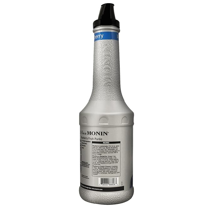 Monin - Blueberry Fruit Purée, Tart and Sweet, Great for Cocktails, Smoothies, and Lemonades, Non GMO, No Artificial Ingredients (1 Liter)