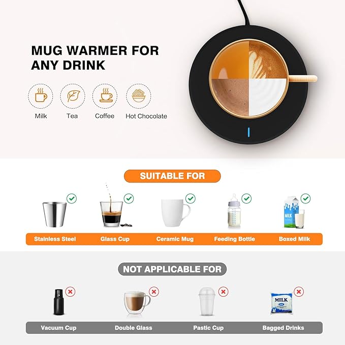 Lesipee Coffee Mug Warmer with Auto Sensor, Smart Coffee Cup Warmer for Desk, Electric Beverage Warmer Plate, Coffee Warmer Auto Shut Off, Candle Warmer for Office Home for Friends