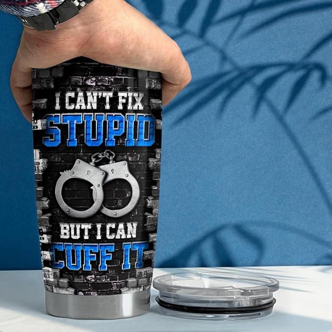 SANDJEST Police Tumbler 20oz Stainless Steel Insulated Coffee Travel Mug Cup Gift for Birthday Christmas