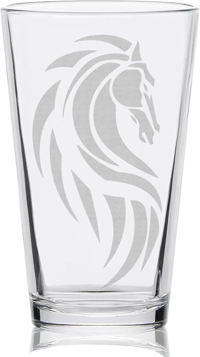 RIDER OF ROHAN Engraved 16oz Pint Glass | Inspired by Tolkien and Middle Earth | Great Christmas Gift Idea | Unique Elvish Dwarfs Orcs Wizard Fantasy Decor!