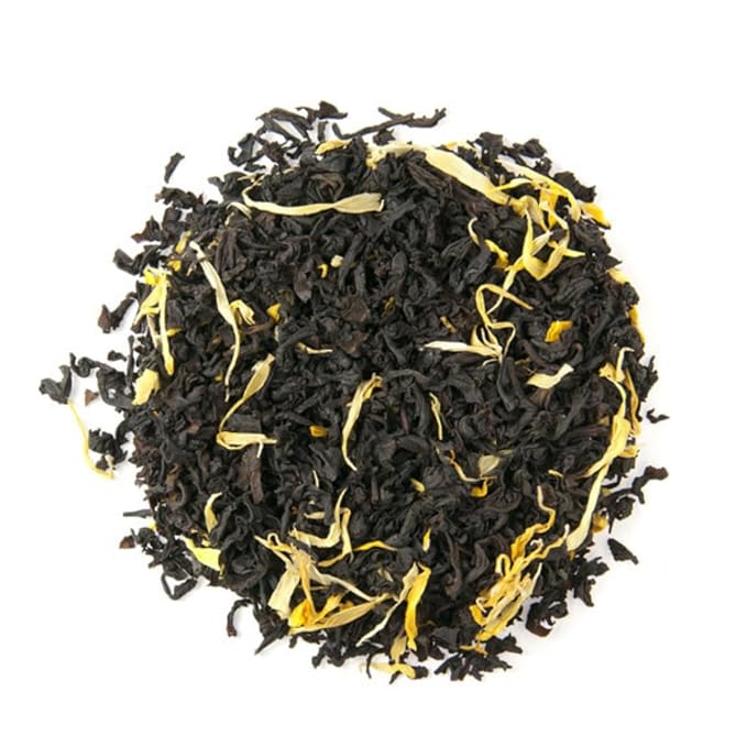 English Tea Store - Monk's Blend Loose Leaf Black Tea Organic | Pomegranate & Vanilla Flavor | USDA Organic | Natural Flavor Loose Leaf Tea | Fruity Black Tea | GMO-Free | 16oz Pouch