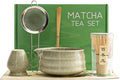 Matcha Set, Matcha Bowl with Spout, Matcha Whisk and Holder, Bamboo matcha Scoop and Stainless Sifter - 7 Pcs Jade Green Matcha Set Kit for Matcha Lover