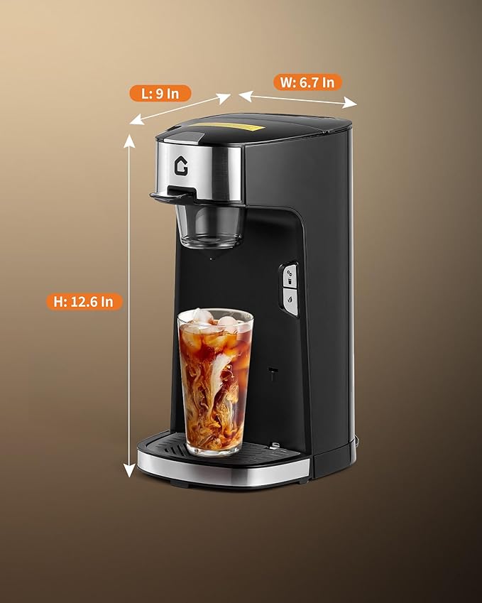 Garvee Single Serve Coffee Maker, Single Cup Small Coffee Machine with 18.6 oz Water Tank for Capsule, Ground & Tea, Portable Coffee Maker for Home Office RV Camping, Auto Shut Off, Adjustable Tray