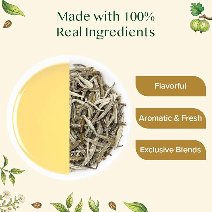 VAHDAM, Assorted White Tea Sampler Gift Set, Gluten Free, Non GMO - 4 Unblended White Loose Leaf Tea Sampler | Tea Variety Pack | Christmas Tea Gift Set