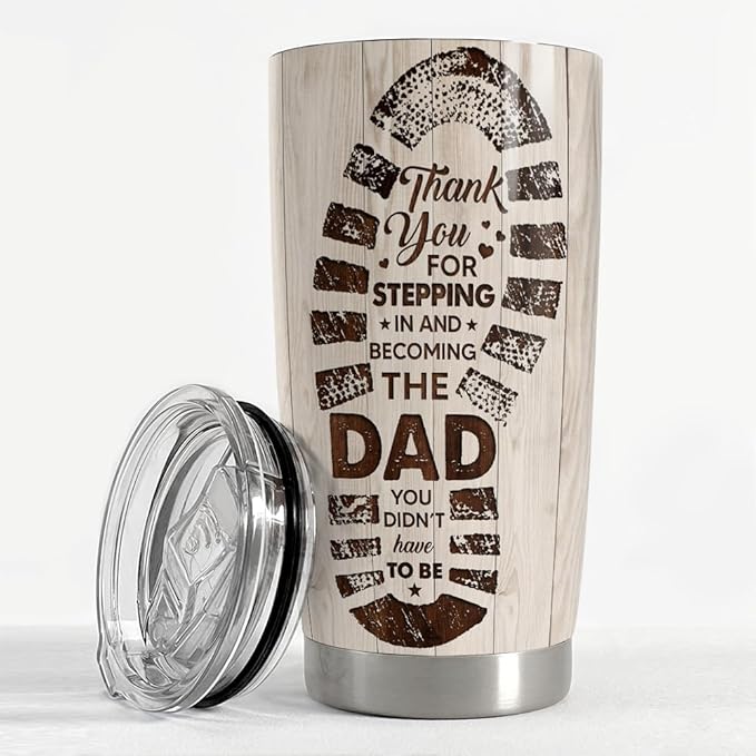 SANDJEST Step Dad Gifts Tumbler 20oz Coffee Travel Mug Cup Gift for Bonus Dad Stepfather Stepdad Gift from Step Daughter Son