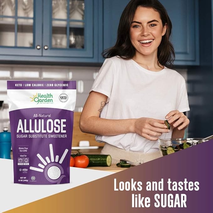 Health Garden Allulose Sweetener - Gluten and Sugar Free - Zero Net Carb - Non GMO - Kosher - Keto Friendly (14 OZ)