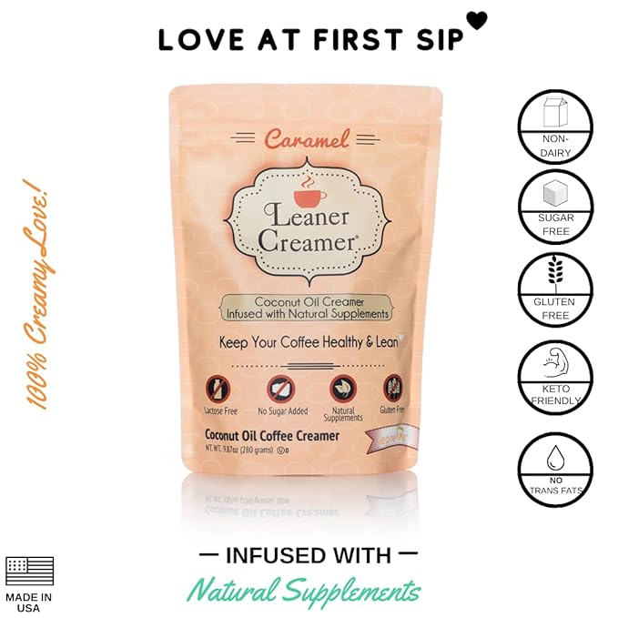 Leaner Creamer Coconut Creamer with Superfood Ingredients – Non-Dairy, Sugar-Free, Keto, Gluten-Free Powdered Coffee Creamer – Variety Pack – 4 Flavors – 280g Each