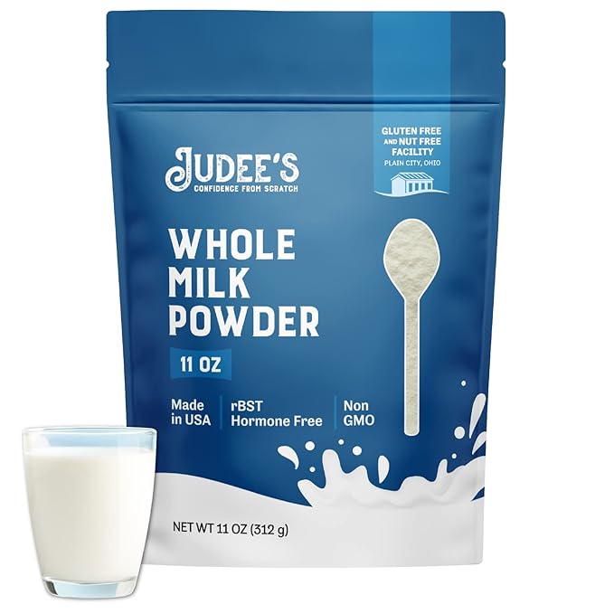 Judee's Gluten Free Whole Milk Powder - Creamy Instant Milk Powder for Baking Pancakes & Bread - Shelf-Stable Blend for Travel & Camping - 11 oz, Pack of 1