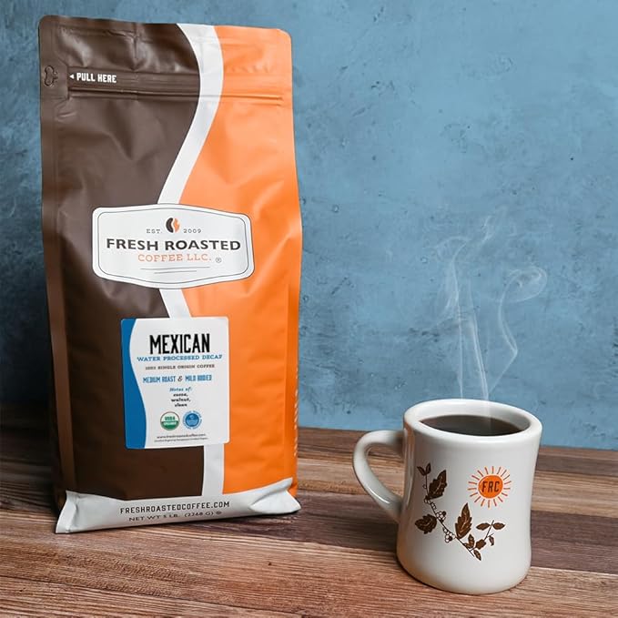 Fresh Roasted Coffee, Organic Mexican Water-Processed Decaf | USDA Organic, 100% Single Origin, Kosher | Medium Roast 5 lb (80 oz) Whole Bean