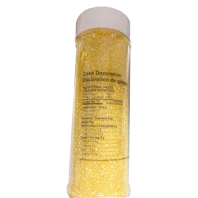 Sentovac Yellow Sanding Sugar for Baking Edible Sparkling Sugar Sprinkles Coarse Sugar Crystals for Baking Topping Cake Cookie Cupcake Topper Ice Cream Decoration Supplies 3.2 OZ