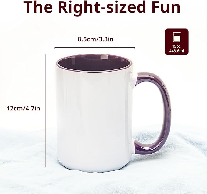 Ceramic 15oz Sublimation Coffee Mug, Purple, Case of 24