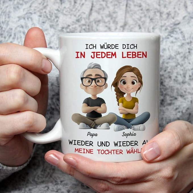 Wrappiness Always Choose You Personalized Coffee Mug for Daughter from Dad - Custom Spanish Coffee Mugs Immer deine Wahl Daughter Birthday Mother's Day Gift from Father