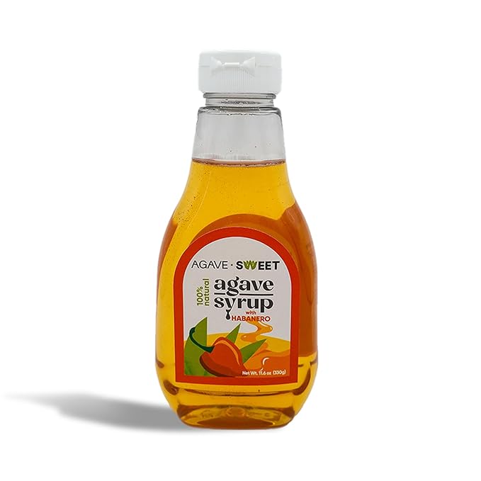 Agave Sweet – Habanero Infused Agave Syrup | Spicy-Sweet Habanero Syrup for Mixology & Cooking | 11.64 oz plastic bottle