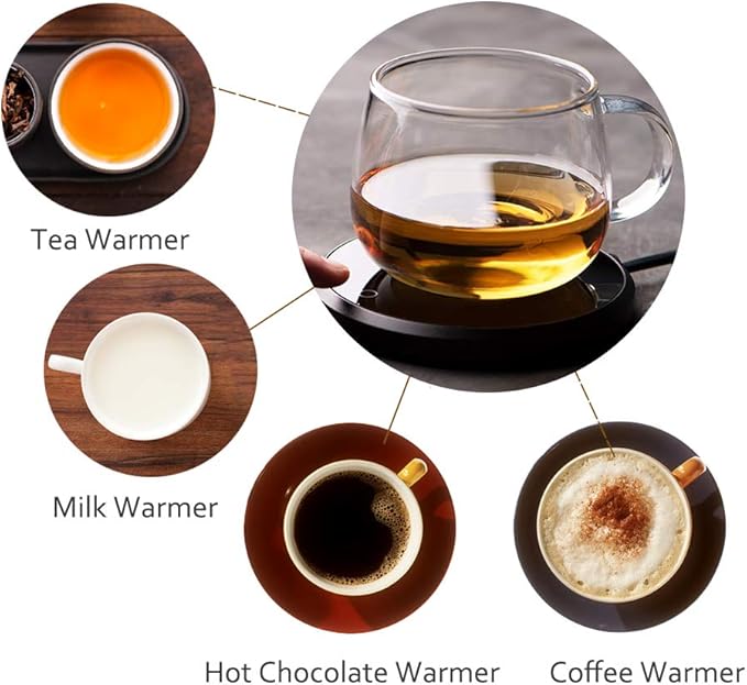 Coffee Mug Warmer, KRGMNHR Auto-Shutoff Cup Warmer for Home Office Desk Use, Electric Beverage Warmer Heating Plate for Tea, Water, Cocoa, Milk