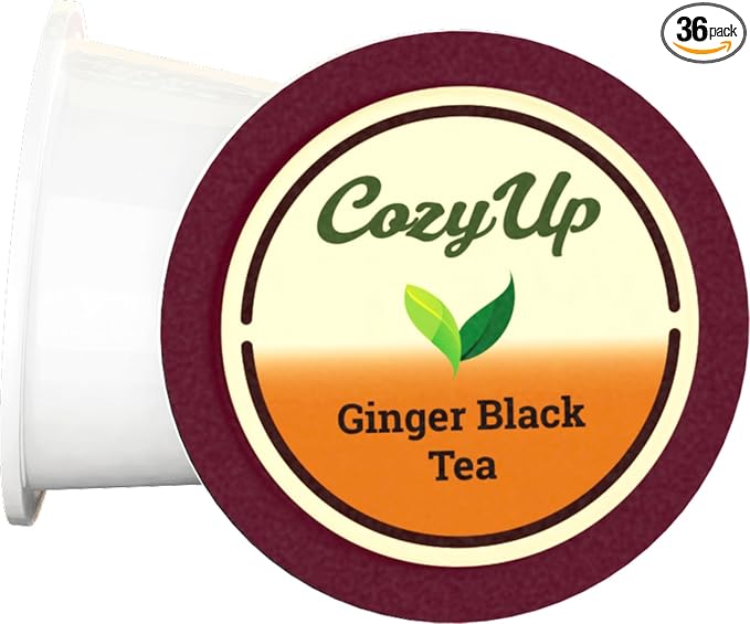 Cozy Up 36-Count Ginger Black Tea with Stevia Pods Compatible with Keurig K-Cup Brewers