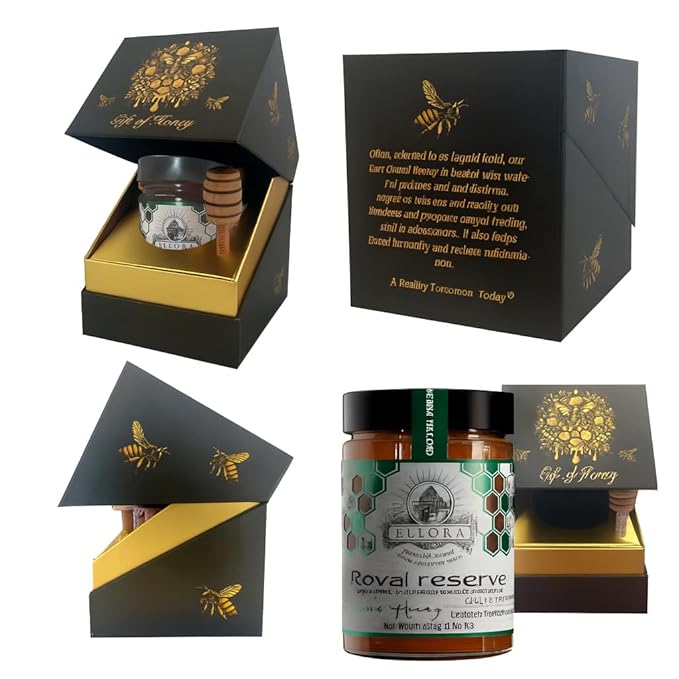 Ellora Farms Organic Honey, Wild Thyme Organic Honey Raw Unfiltered, Preservative and Additive Free, 2025 Paris and Dubai Gold Awards Winner, Gift Pack with Dipper - 450g (16oz)