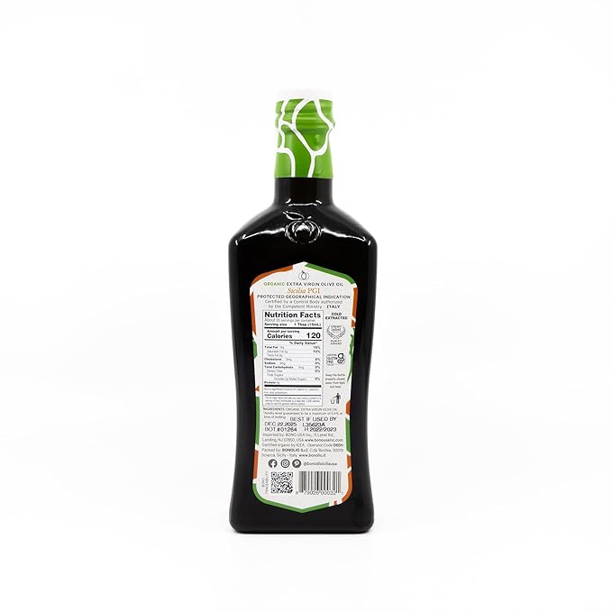 Bono Sicilian Extra Virgin Olive Oil | Organic | Sicilia PGI | 100% Italian Extra Virgin Olive Oil, 16.9 oz