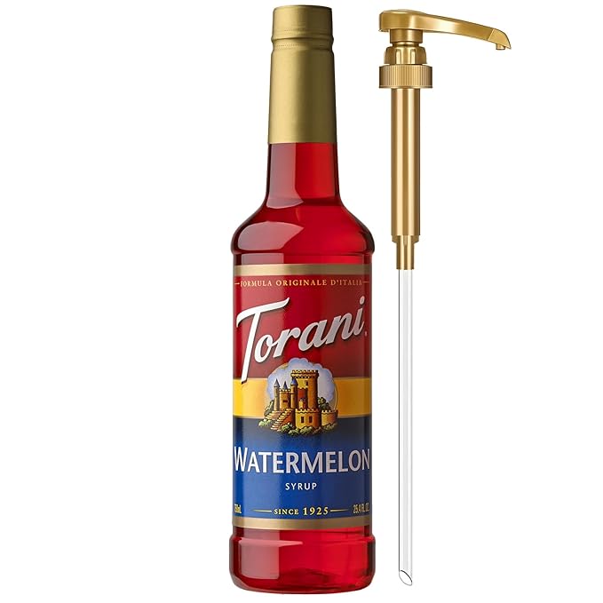 Torani Watermelon Syrup for Drinks, Flavoring for Sodas and Cocktails, Pump Included, 25.4 Oz