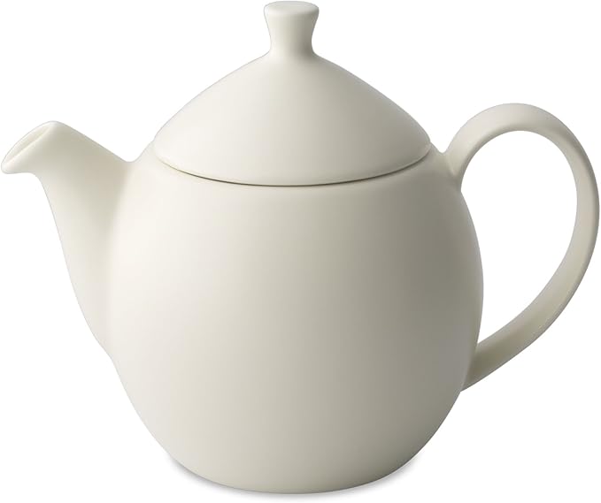 FORLIFE Dew Teapot with Basket Infuser, Natural Cotton, 14 oz/414ml
