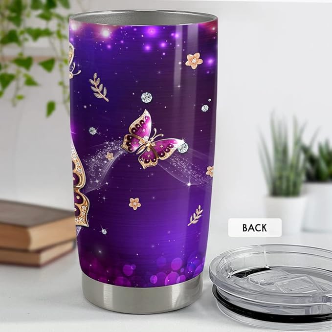 SANDJEST Butterfly 20oz Tumbler with Lid Gift for Women, Mother's Day, Birthday Gift Idea…