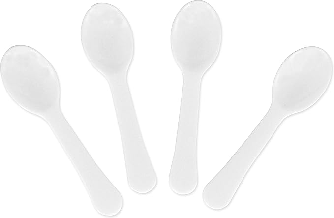 Extra Sturdy, Gmark 200pc 3" Taster Spoons Plastic Mini Spoons, Extra Sturdy, BPA Free, For Ice Cream and Dessert, White 1 Box Set GM1002I