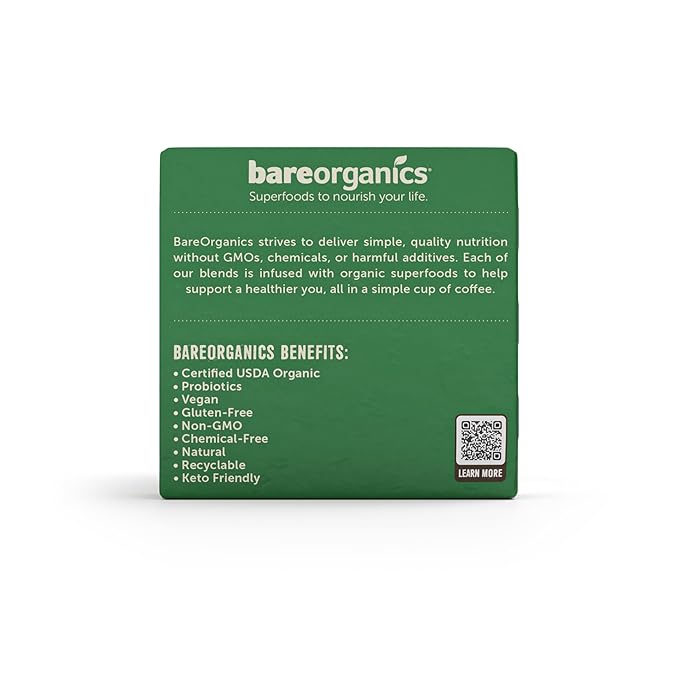 Energizing Organic Coffee Pods – Medium Roast with Superfoods & Probiotics – Infused with Maca, Guarana, Cordyceps Mushroom Extract, Schisandra – Vegan, Gluten-Free - 10 Recyclable Single Serve K-Cups - 6 Pack
