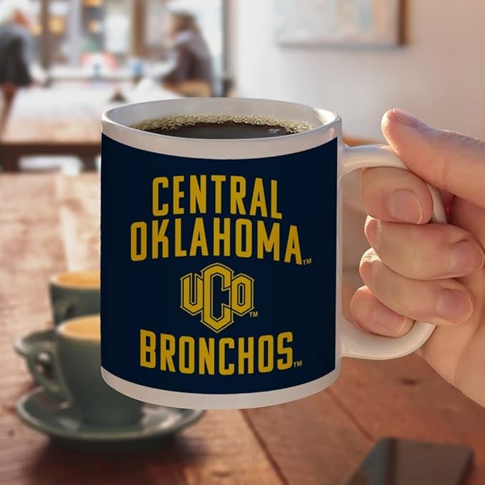 Central Oklahoma Bronchos Logo Ceramic Coffee Mug, Novelty Gift Mugs for Coffee, Tea and Hot Drinks, 11oz, White