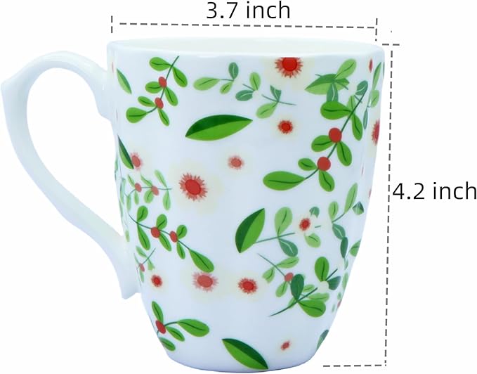 14oz Bone China Coffee Mugs for Women Floral Coffee Mug Tea Cups Novetly Coffee Cups Gift for Women Mom Friends