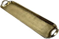 India Handicraft Modern Classic Decorative Serveware 23.5 x 6 Inch Aluminum Long Oval Serving Tray with Handles, Gold Tone