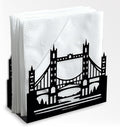 Bridge Decorative Black Metal Napkin Holder for Table, 5.3" x 4.1" x 1.9" Bridge Standing Napkin Holder for Home Kitchen Restaurant Picnic Party Coffee Bar Dining Room