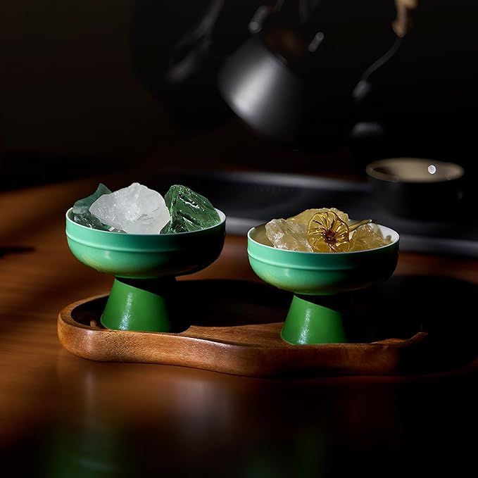 KAMMAK Tea Cup,1.9oz Small Tea Cups for Home, Party, Office, Porcelain Tea Cup Set, Emerald Green Ceramic Teacup, Chinese Kungfu Tea Set for Hot/Cold Drink