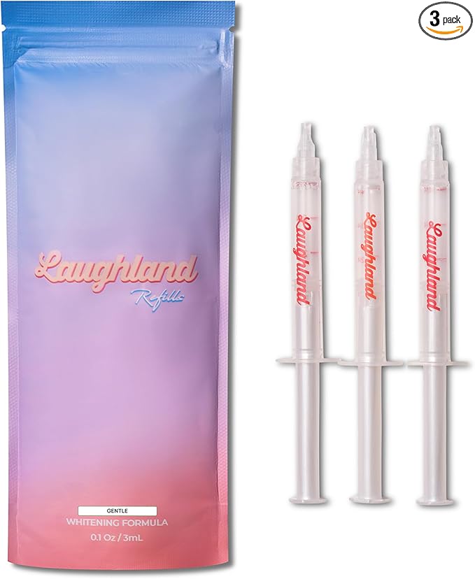 Laughland Gentle Teeth Whitening Gel 3 Pack, Tooth Whitener, Made with Sodium Bicarbonate, Glycerin, Aloe Vera & Mint, Gentle on Sensitive Teeth, at Home Dental Care, Travel Friendly, 6 Treaments