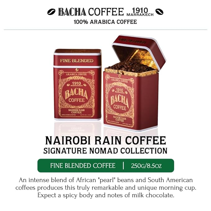 Bacha Coffee | Nairobi Rain Fine Blended Signature Nomad Collection, 100% Arabica Specialty Coffee, Whole & Ground Beans Bundle