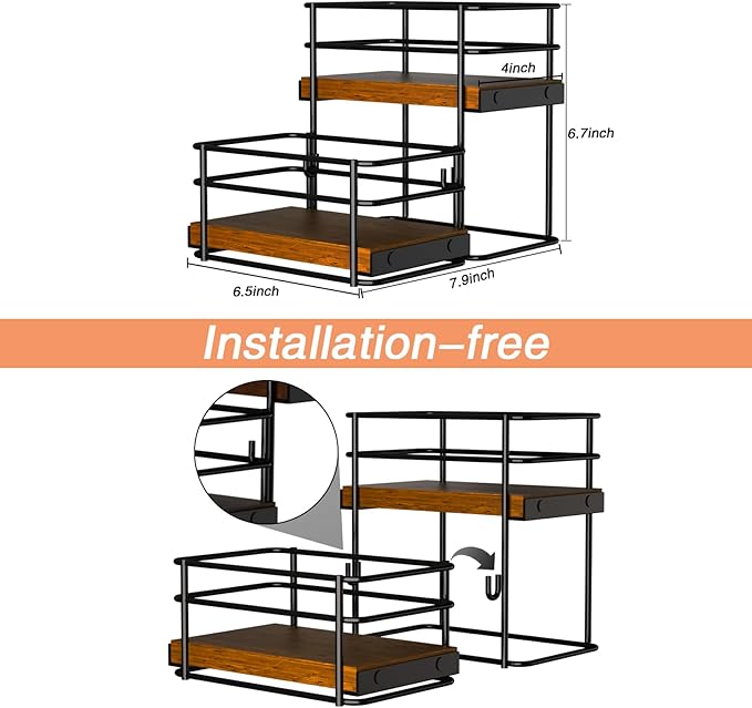 4 Bottle Coffee Syrup Rack Organizer 2 Tier Syrup Holder Stand for Coffee Bar Syrup Storage Shelves for Bar Family Storage Small Wine Rack for Syrup Wine Dressing