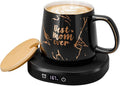Coffee Mug Warmer & Best MOM Ever Mug Set, Electric Coffee Cup Warmer for Desk 8H Auto Shut Off, Tea Beverage Coffee Warmer with 4 Temperature Setting, Women Mother Birthday Mom Gift from Daughter Son