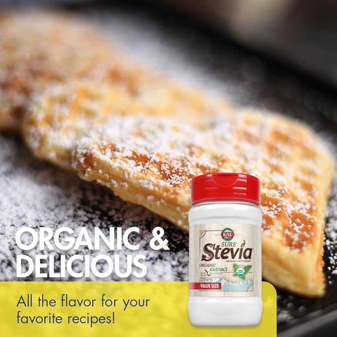 KAL Sure Stevia Extract, Organic Stevia Powder, Low Carb, Zero Calorie Sweetener, Keto Friendly, Great Taste, Low Glycemic, Vegan, Gluten Free, No Fillers, 60-Day Guarantee (2.8 oz Organic)