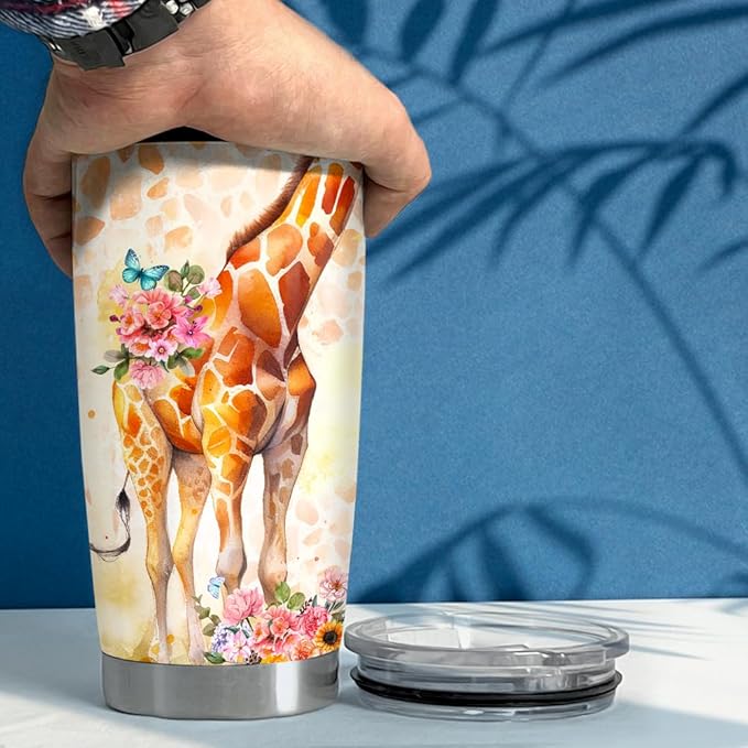 SANDJEST Giraffe Tumbler 20oz Stainless Steel Insulated Tumblers Coffee Travel Mug Cup Giraffe Gifts for Women Girls Teen Gift for Birthday Christmas